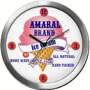  AMARAL 14 Inch Ice Cream Metal Clock Quartz Movement 