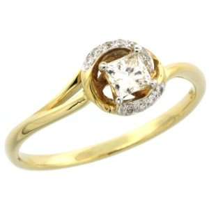  Diamond Engagement Ring, w/ 0.27 Carat (Center) Princess Cut & 0 