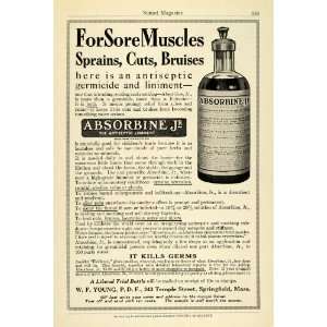  1915 Ad Absorbine Jr. Liniment Medical Antiseptic 