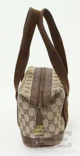 Gucci Tan Monogram Canvas & Brown Leather Small Tote Handbag  