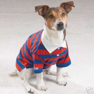   Back to School Blue/Red DOG Rugby Polo Shirt Medium