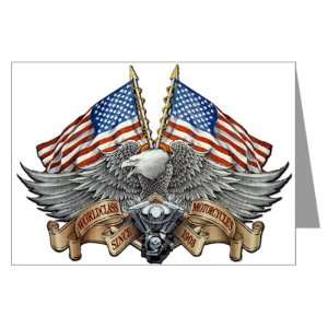 Greeting Cards (20 Pack) Eagle American Flag and Motorcycle Engine