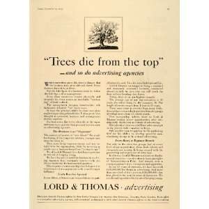  1935 Ad Lord Thomas Advertising Agency Tree Branches 
