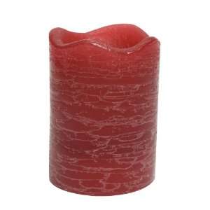   Flameless Rustic Pillar Pomegranate Scented Candle with 5 Hour Timer