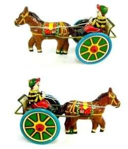 PREWAR Japanese HORSE Carriage Boy Wagon SPRING Tin Toy  