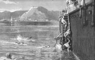   FROM A MAN OF WAR AT MALAGA By William Small. ( Swimming . Ships