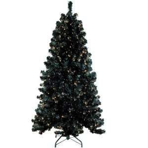 CHRISTMAS TREE 4.5 FT Paradise Black Tinsel Tree with 200 mini Lights 