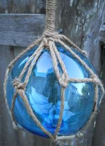 Hand Knotted Rope Buoy Fishing Net Float Nautical BLUE  