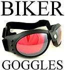 New Sport Biker Steampunk Cosplay Padded Goggles Lt Mirror Red Lens 