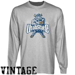  NCAA Utah State Aggies Ash Distressed Logo Vintage Long 