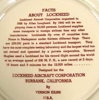 1942 LOCKHEED AIRCRAFT*Vernon Kilns Maroon Plate  