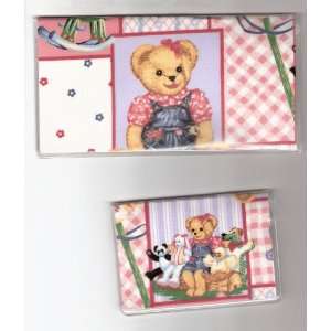   Cover Debit Set Made with Blue Jean Teddy Bear Fabric 