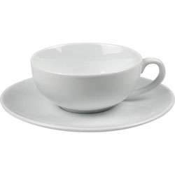 Konitz White 9 ounce Tea Cups and Saucers (Set of 4)  