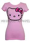 Hello Kitty Shirt Light Pink with Bow Tie Cute Slim Womens Fitted JR 