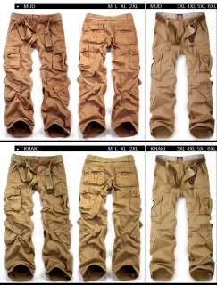 Mens loose fit stylish baggy pocket Cargo pants Trousers hose Free P 