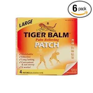 Tiger Balm Patch, Large, Pain Relieving Patch, 4 Count Packages, (Pack 