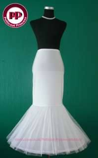 One Hoop Lycra Waistband Fishtail Petticoat in White