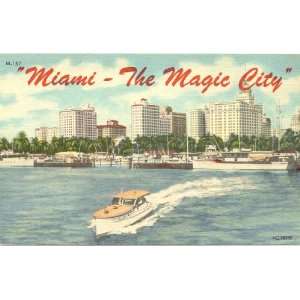  1950s Vintage Postcard Panoramic View of Miami Florida 