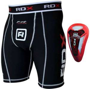 RDX Compression Flex Shorts & Gel Groin Cup Guard MMA M  
