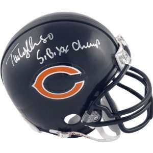 Tim Wrightman Chicago Bears Autographed Mini Helmet with SB XX Champs 