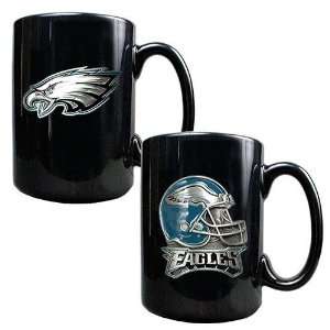  Philadelphia Eagles NFL 2pc Coffee Mug Set Helmet/Primary Logo 