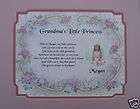   LITTLE PRINCESS POEM BIRTHDAY, CHRISTMAS, MOTHERS DAY GIFT IDEA
