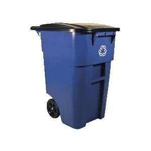 Rubbermaid Commercial Brute 50 Gallon Recycling Rollout Container with 