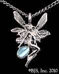 Sterling Silver Fairy Necklace with Gemstone, Art Nouveau Fairy 