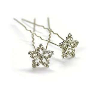   Crystals Star Shaped Pattern Hair Pins Sticks [PACK OF 6] Everything