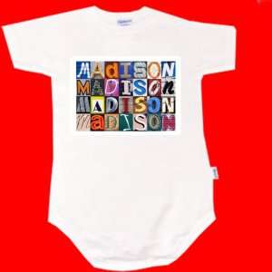  MADISON Personalized Baby Onesie Bodysuit Using Sign 