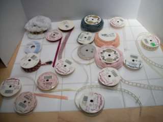 Vintage Lace and Ribbon Spools   Lot of 30 Plus   Venus, Offray  