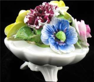   Art Pottery Bone China Staffordshire Floral Vase Basket Bouquet  