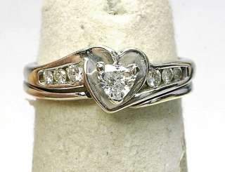   White Gold & .40 carat Heart Diamond Engagement Friendship Ring  