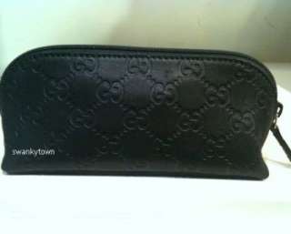 NEW GUCCI BLACK GUCCISSIMA LEATHER Travel Makeup/Cosmetic BAG  