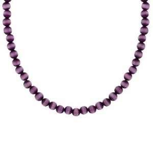   4mm Simulated Purple Cats Eye Stone Bead Beaded Chain 15 19 Necklace