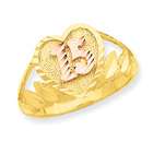 Jewelry Adviser 14K Two tone Diamond cut Heart Block 15 Ring