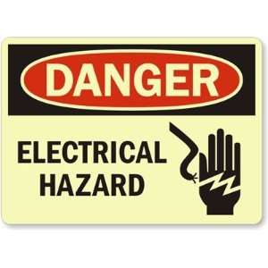   Hazard (with graphic) Glow Aluminum Sign, 14 x 10