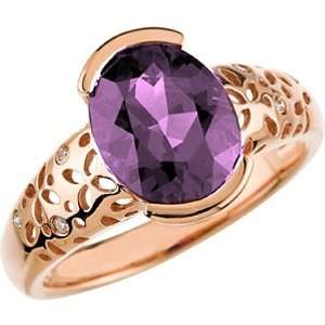  14K Rose Gold Amethyst and Diamond Ring Jewelry