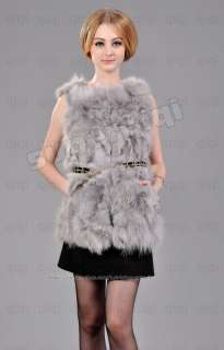 100% Real Genuine Fox Fur Vest Gilet Waistcoat with Belt 5 Colors in 