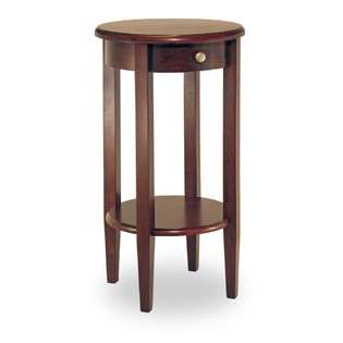   Winsome 94220 Round Side Table with Drawer & Shelf   Antique Walnut