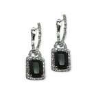 Jazzy Jewels Emerald Cut Onyx & Clear CZ Removable Hoop Dangle 