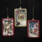   of 12 Framed Glass Vintage Style Santa Scene Christmas Ornaments 6