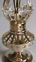 New 24K Plate Gold Crystal Oil Lamp Figurine 7 Tall  