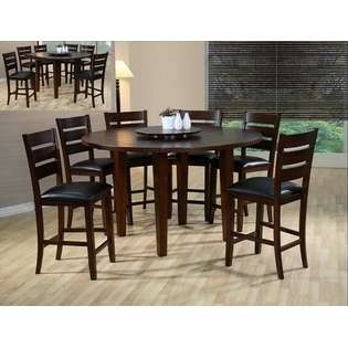 Crown Mark 7 pc Bardstown dark finish wood round counter height dining 