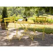 French Bistro Style Steel Table   Yellow 