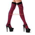 Leg Avenue Black and White Nylon Striped Thigh High Stockings