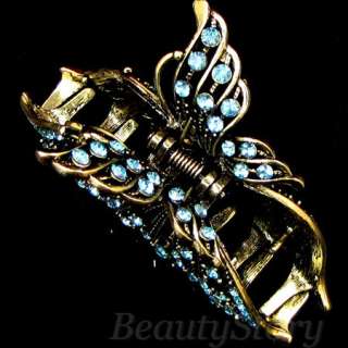   SHIPPING 1pc rhinestone crystal Antiqued leaves hair claw clip  