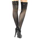 Leg Avenue Black Sheer Lace Top Stockings with Backseam