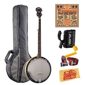  B9 Five String Banjo Bundle with Gig Bag, Tuner, Strings, String 