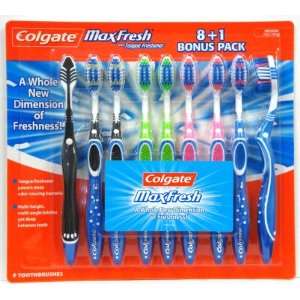  Colgate MaxFresh, Medium, Full Head Toothbrushes 8 + 1 
